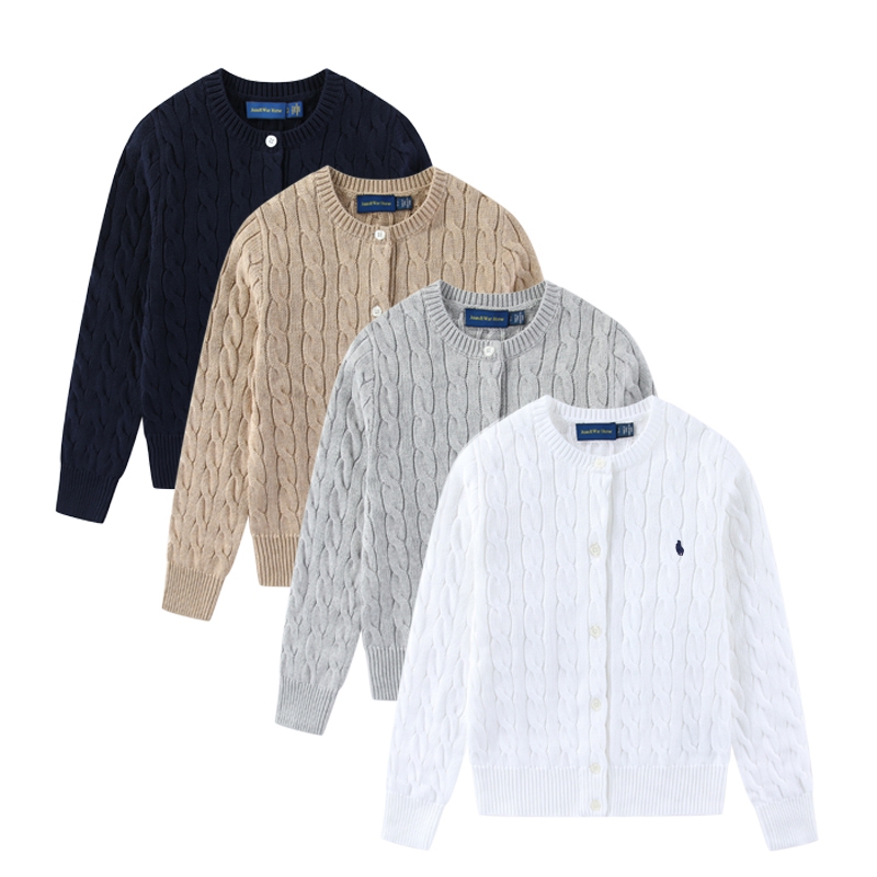 RL122女装女士春秋精梳纯棉厚款针织线衣休闲小马毛衣开衫外套