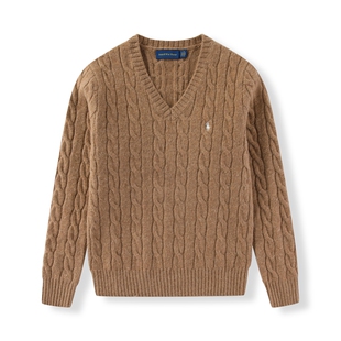 V领毛衣 女士100%羊毛针织线衣休闲厚款 秋冬上衣 女装 006