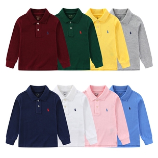 衫 长袖 款 1翻领 春秋 中大童RL053 小马 男女童珠地纯棉经典