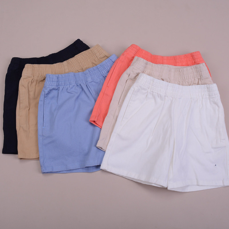 RL027男女童休闲纯棉纯色短裤夏天 中大童满绣 新款