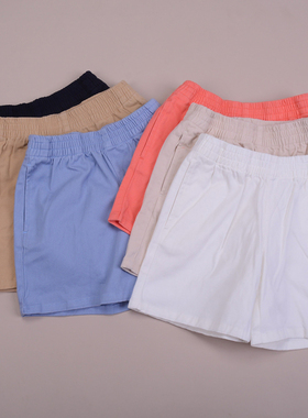 RL027男女童休闲纯棉纯色短裤夏天 中大童满绣 新款