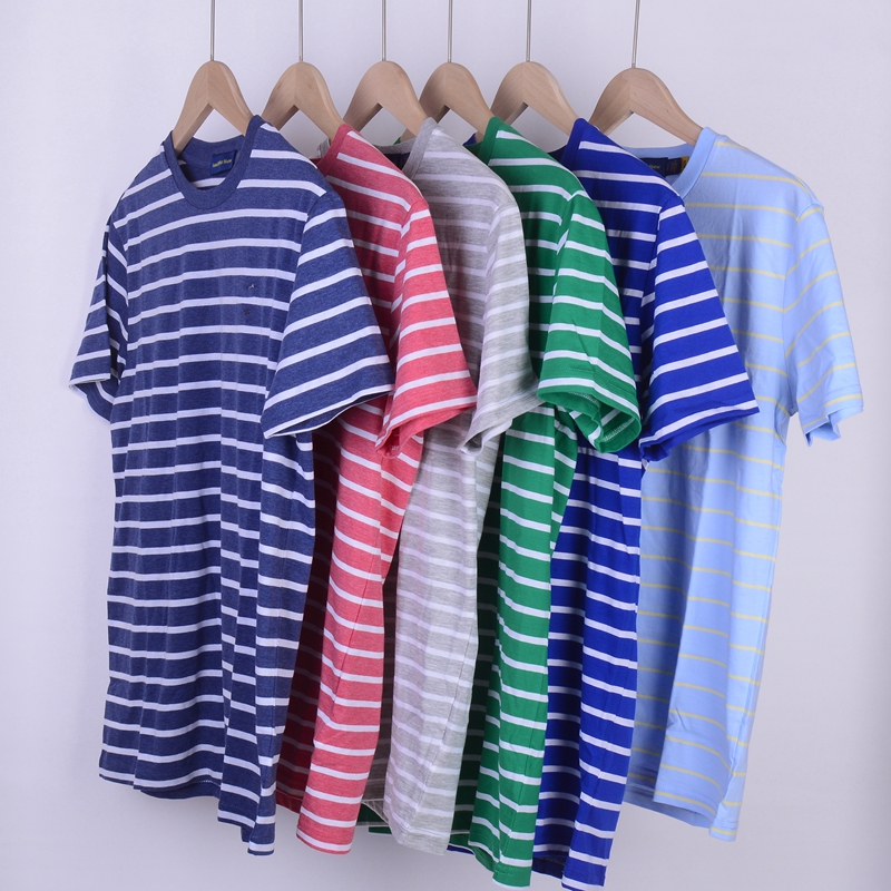RL034男装短袖薄款圆领条纹体恤衫 夏装新款