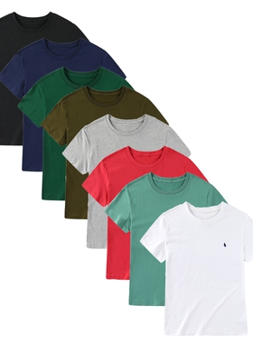 RL026男装圆领短袖纯色小马基础款 纯棉T恤夏季休闲