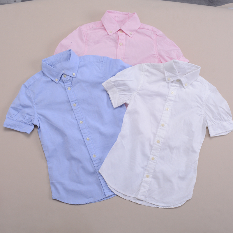RL029女童中大童短袖T恤 小经典翻领衬衣新款