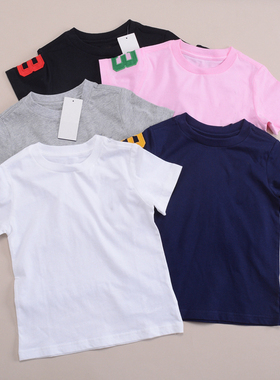 RL035男童中大童短袖圆领T恤 大彩标男童纯棉夏装