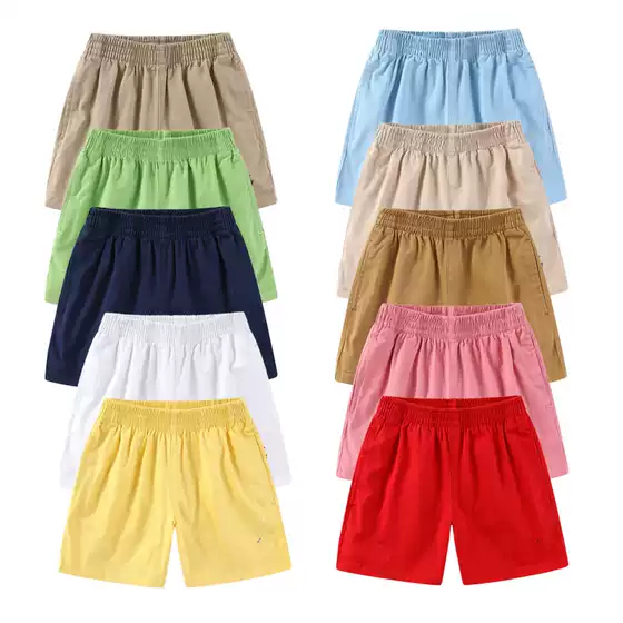 Rl030 Boys and Girls Casual Pure Cotton Pony Pure Color Shorts Summer Medium and Large Children's Shorts New Style