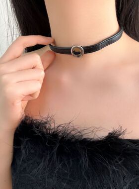 【甜束】圆形豹纹项圈女欧美跨境个性简约chocker颈链潮流锁骨链
