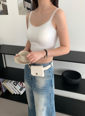 韩小衣冰丝无痕一体杯薄款美背内衣女防走光性感露背内搭抹胸8278