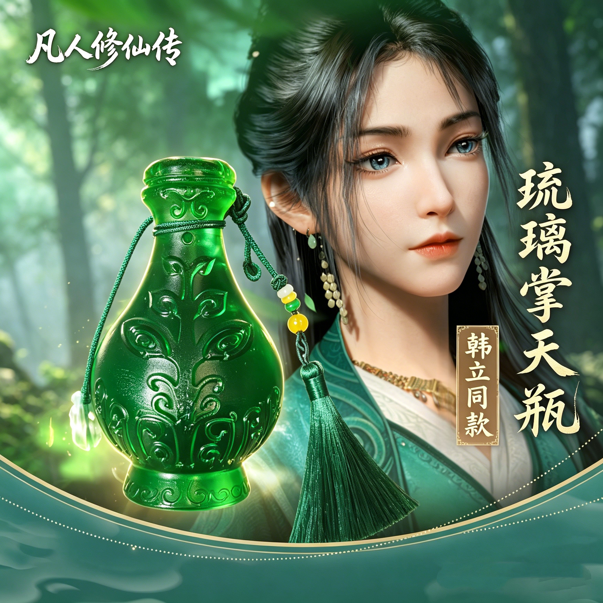 凡人修仙传韩立同款掌天瓶周边琉璃工艺小绿瓶挂件摆件送朋友礼物