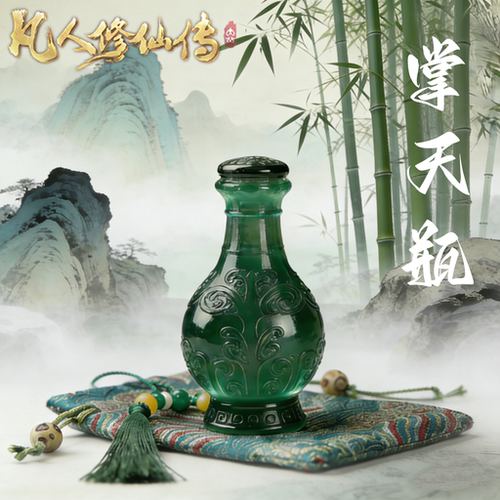 凡人修仙传掌天瓶流苏挂件储物袋墨绿纹络月华凝液修仙迷收藏好物