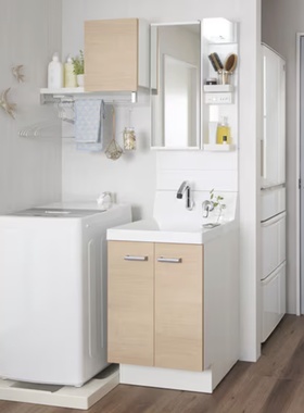 日本直邮LIXIL骊住浴室柜洗衣机柜组合115cm带单面镜Piara系列540