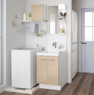 日本直邮LIXIL骊住浴室柜洗衣机柜组合115cm带单面镜Piara系列540