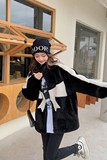 现货！时尚撞色皮毛一体羊羔毛外套8875-P180-K269，女装短外套，2C025