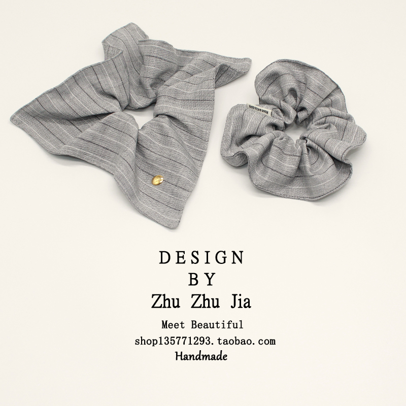 韩系复古格纹方形大肠发圈