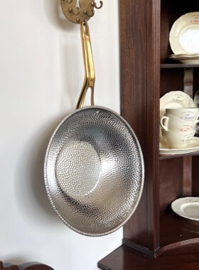 livingbank出口法国锤纹不锈钢炒锅复古ins厨房不沾锅电磁炉通用