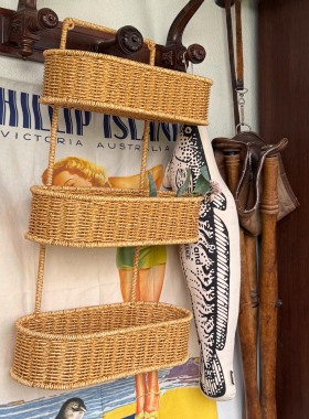 韩国ins中古风仿藤编置物架免打孔卫生间洗浴用品挂篮厨房收纳架