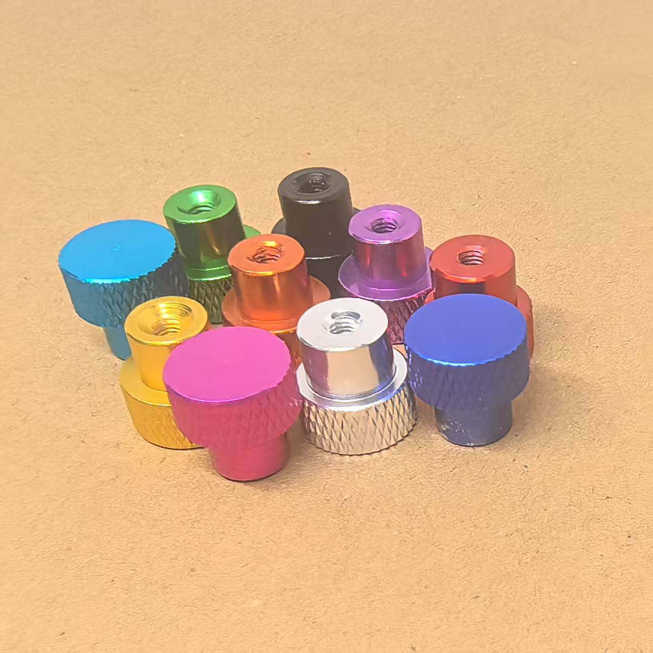 M2 M2.5 M3 M4 M5 M6 铝合金彩色单通盲孔手拧滚花螺母加高螺帽