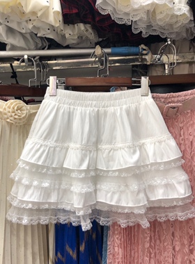 白色芭蕾风蕾丝花边蛋糕短裙半身裙女2026春季减龄超仙蓬蓬伞裙子