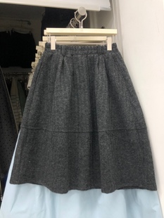 口袋毛呢短裙子韩系百搭休闲设计慵懒感宽松加厚显瘦中裙半身裙女