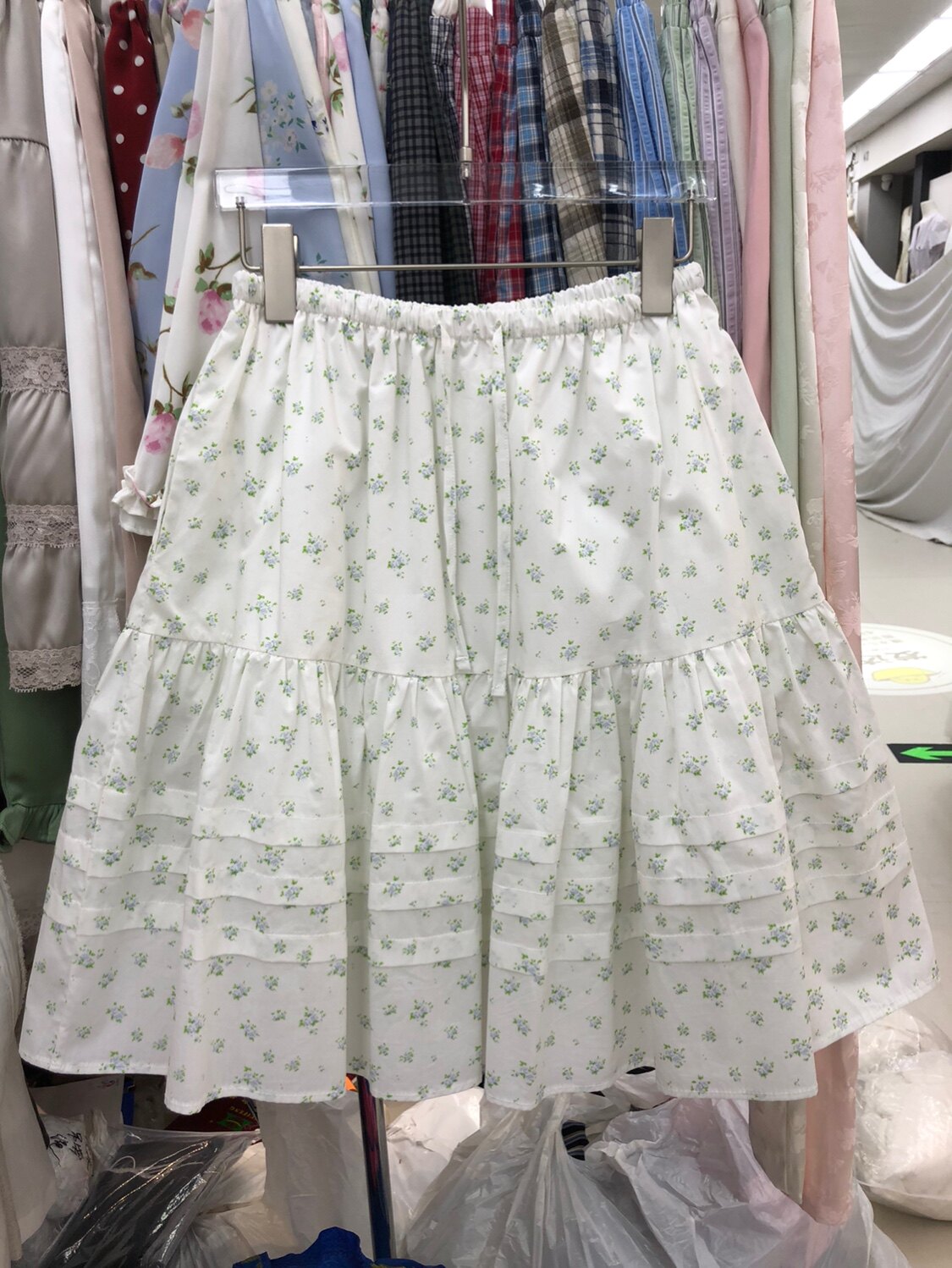 日系夏季可爱清新少女小碎花松紧腰百搭半身中短裙大摆A字伞裙子