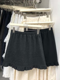 韩系秋款 甜美气质花边设计显瘦百搭A字半身裙短裙一步包臀裙子潮