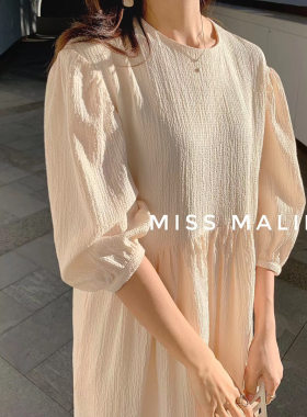 广州UUS大码连衣裙 MISS MALINA2020夏款套头圆领短袖甜美百褶裙
