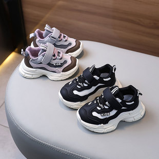 子学步鞋 春秋儿童运动鞋 男宝宝鞋 软底皮面男小童跑步鞋 女童老爹鞋