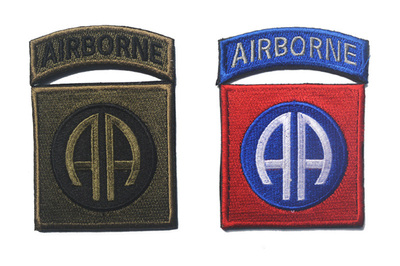 AIRBORNE美国82空将师AA臂章刺绣魔术贴军迷战术补丁背包布贴