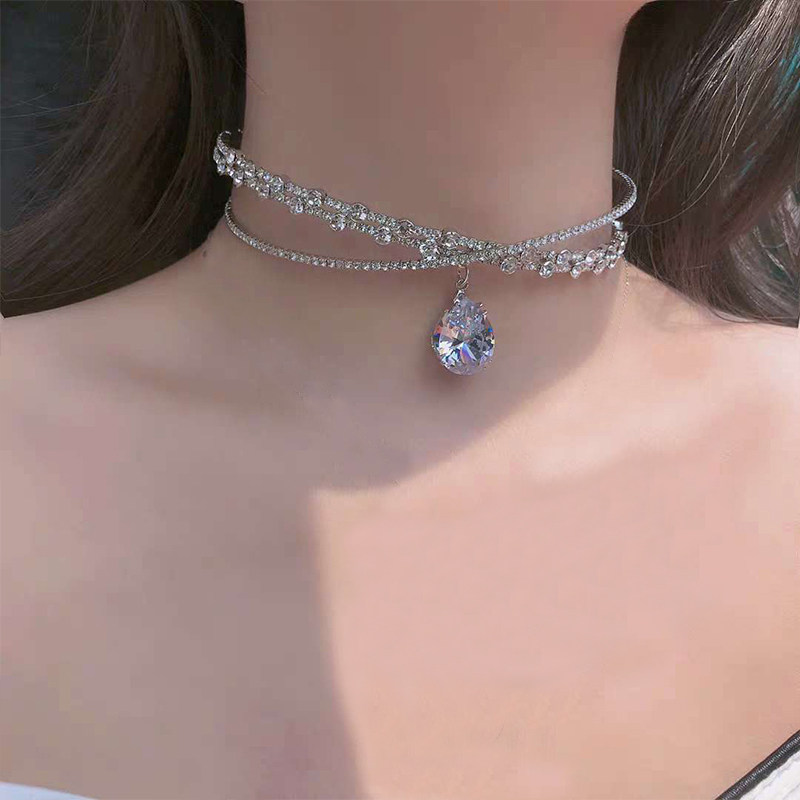 senior Super Flash Rhinestone Necklace Necklace chocker Heartbeat Show thin clavicle Headdress Dual usein the Accessories/Fashion Jewelry, Necklace  category - from Buy2taobao.com to provide professional Taobao agent buy service