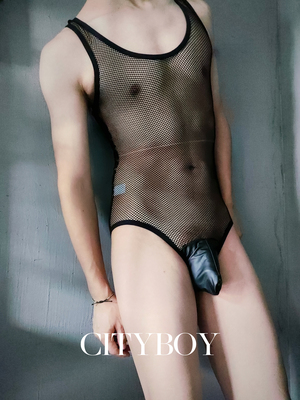 个性健身猛男透视网眼背心2025火辣男士GAY通知三角连体火辣上衣