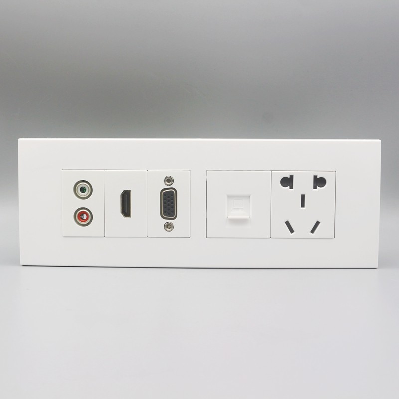 118型网络电话电源墙壁插座VGA带HDMI数据线直插音频免焊电脑面板