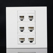 86型3个网络 三口电脑网线加3电话语音开关插座 3个电话插座面板