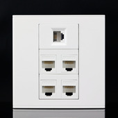 86型四口网络 含模块 1个语音电话插座 电话插座面板 4个电脑网线