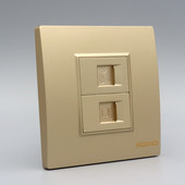 康吉诺香槟金86型电脑电话插座面板金色网线网络宽带语音电话插座