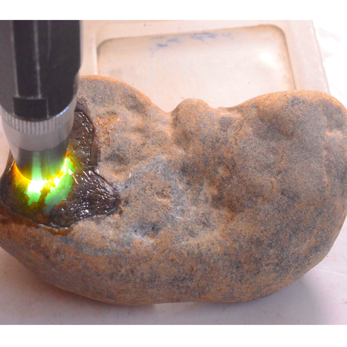 缅甸翡翠原石 水石达摩坎 细糯 荧光水足 牌子手玩件料f227