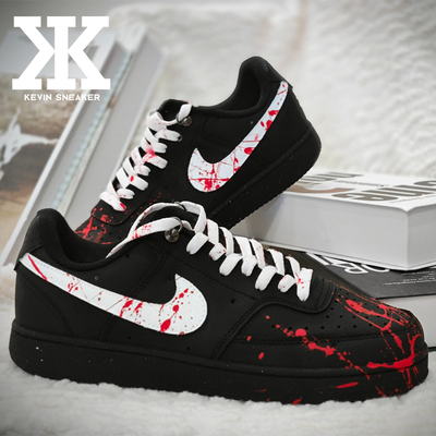 球鞋定制Nike耐克Court Vision案发现场清道夫喷绘泼墨低帮板鞋