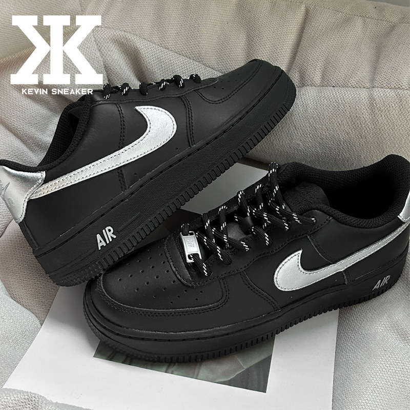 球鞋定制Nike耐克Air Force1黑骑士简约舒适百搭潮流低帮板鞋