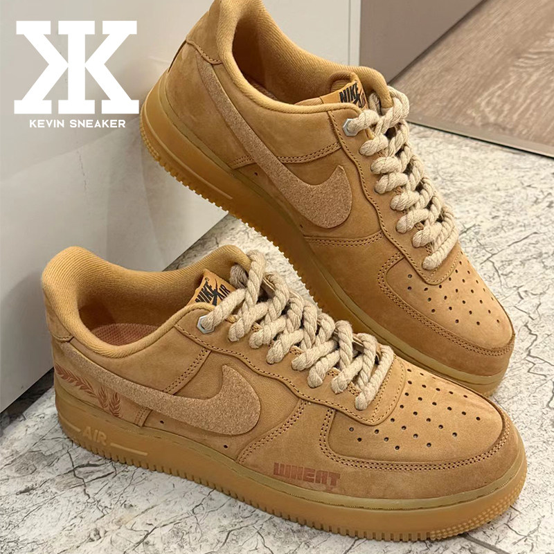 球鞋定制Nike耐克Air Force1麦野寻踪原木塞经典美拉德低帮板鞋