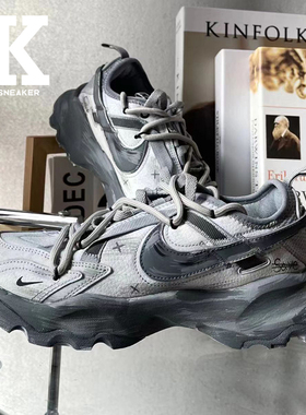 球鞋定制Nike TC 7900灰色涂鸦浸染复古解构废土低帮男女运动板鞋