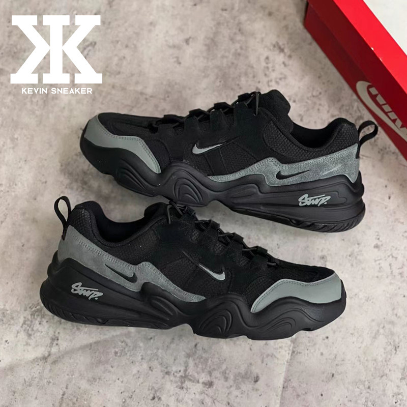 球鞋定制Nike耐克Tech Hera黑水泥西装暴徒复古低帮生活休闲鞋