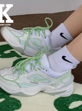 球鞋定制NikeM2KTekno学院风夏日青柠低帮老爹鞋女款绿色