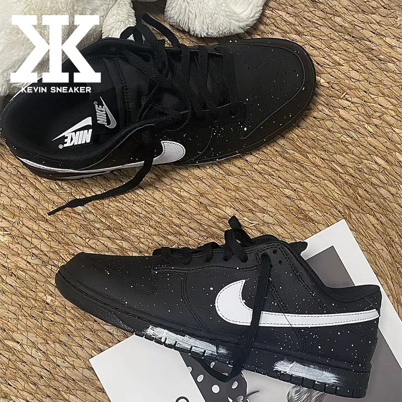 球鞋定制Nike耐克Dunk泼墨夜行者喷溅效果嘻哈时尚潮流低帮板鞋