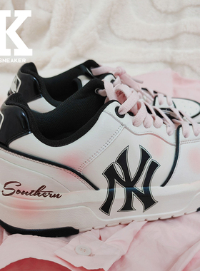 球鞋定制MLB ChunkyLiner鲸心粉扑简约大方优雅高级增高低帮板鞋