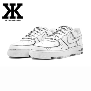 球鞋定制Nike耐克AirForce1Low07二次元漫画低帮运动板鞋男女黑白