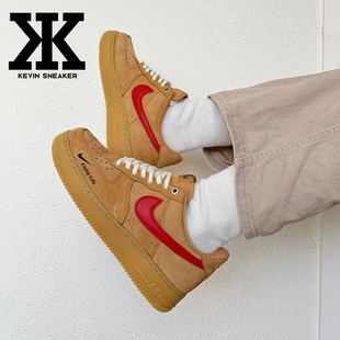 球鞋定制Nike耐克AirForce1Low空军小麦休闲圣诞低帮秋冬板鞋男女