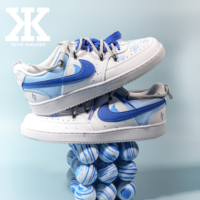 Nike耐克蓝色闪电系带男低帮板鞋