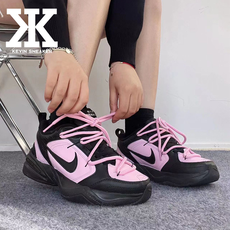 球鞋定制Nike AirMonarch 4黑粉公主解构骚粉高街低帮男女老爹鞋