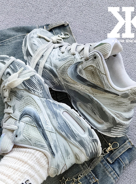 球鞋定制Nike耐克AirMaxFusion都市废墟复古涂鸦做旧低帮跑步鞋