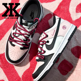 球鞋定制NikeDunkLow库洛米解构双鞋带低帮休闲舒适板鞋GS黑粉