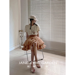 蓬蓬裙褐色小点网纱tutu裙JA176 高腰显瘦大摆短款 简爱花园 新款